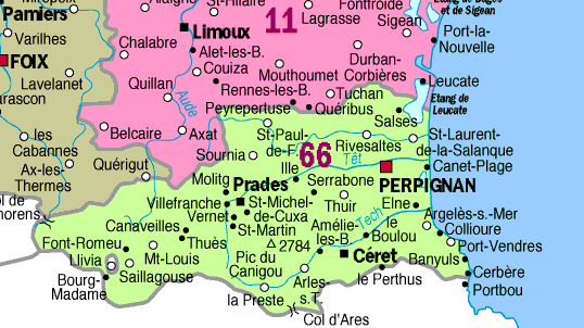 Plan du département de la location dans le roussillon a canet plage (perpignan, montpellier)