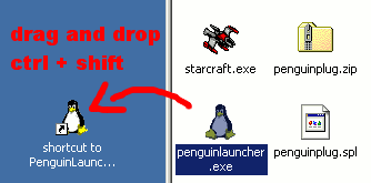 make a shortcut to run PenguinPlug instead of Starcraft